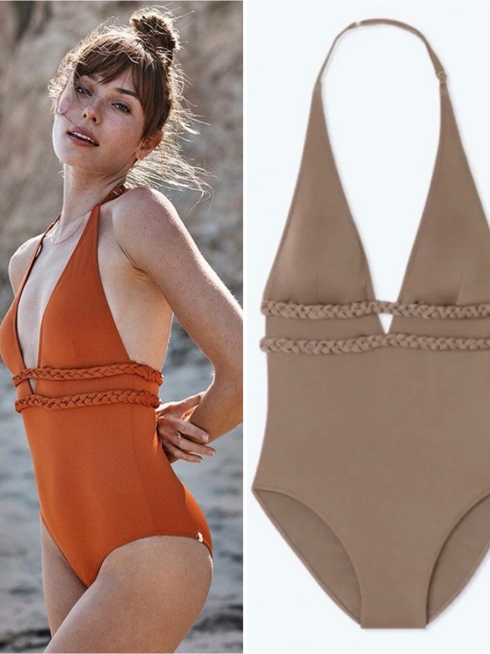 SUMMERSALT Bronze Brown Braided Halter One Piece Bathing Suit Swimsuit 12 NWT